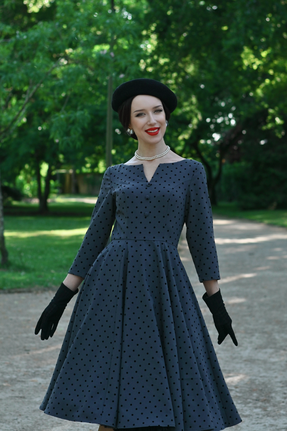 Margaret Polka Dot Swing Dress in Extended Sizing